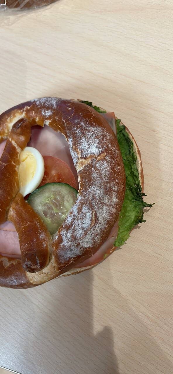 Pretzel with Ham and Cheese