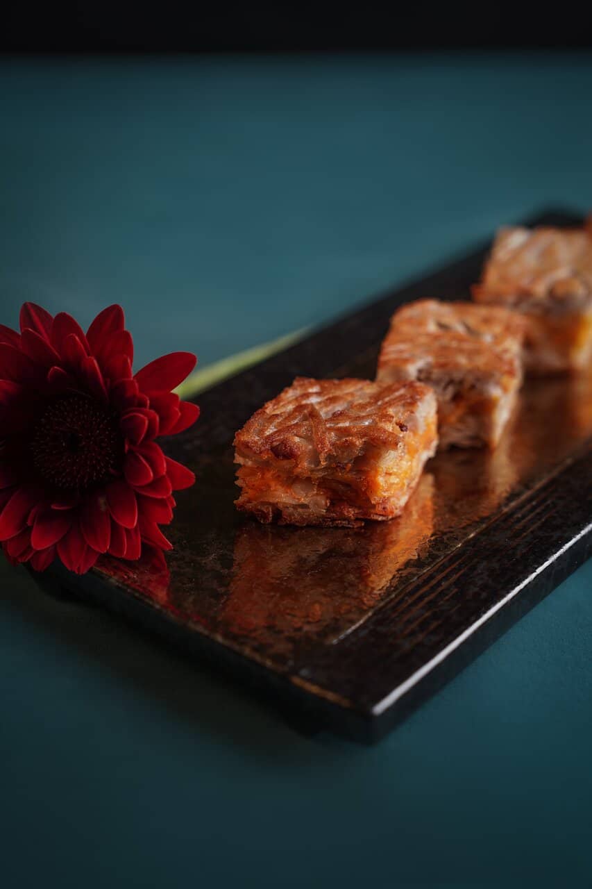 Pan-fried Shredded Taro Cake with Dried Shrimp and Bacon