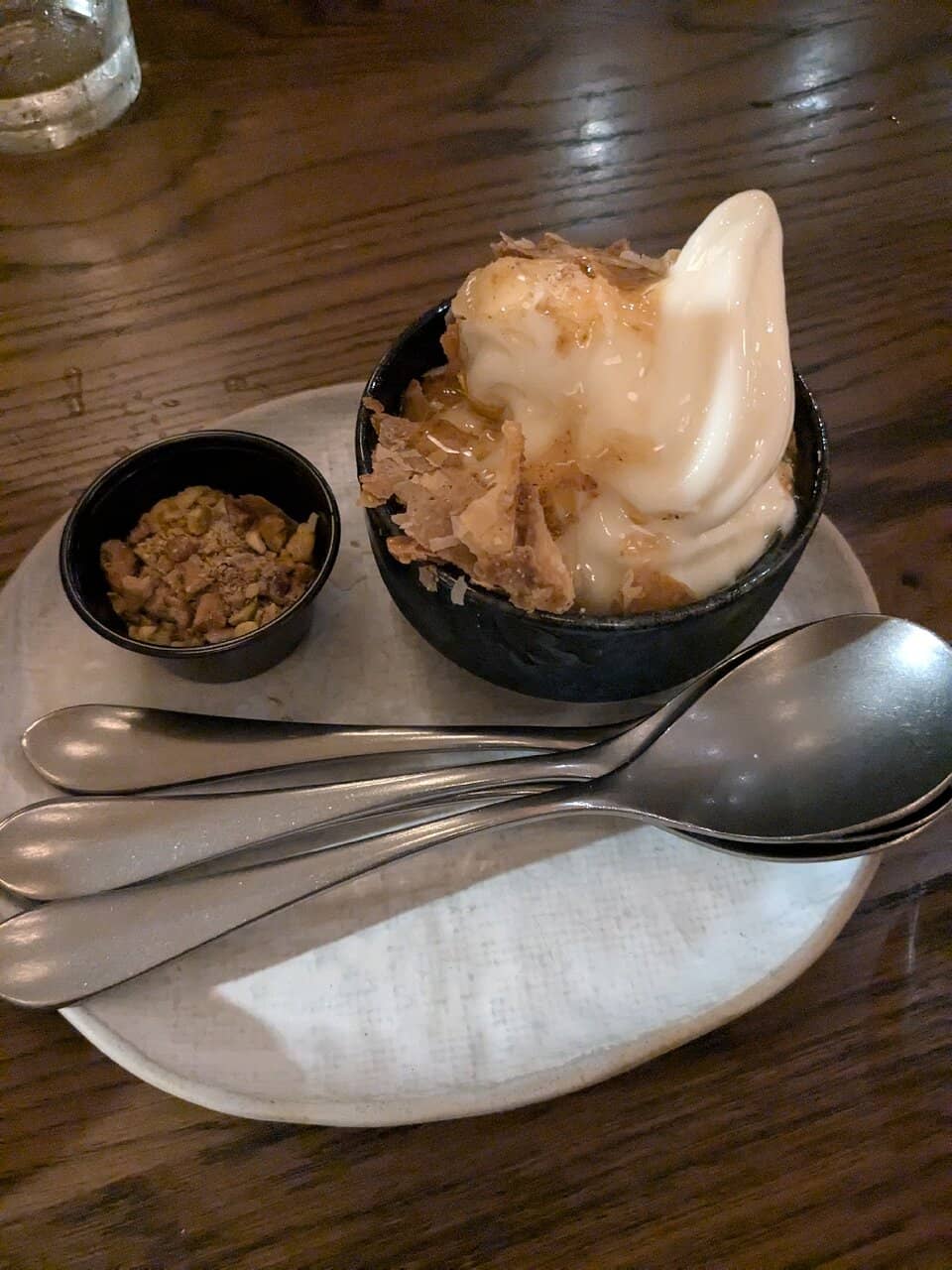 Greek Fro-Yo with honey and crumbled baklava
