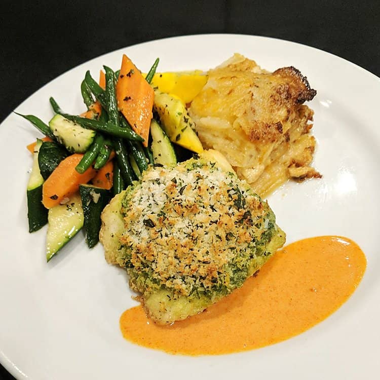 Basil-Parmesan Crusted Alaskan Halibut
