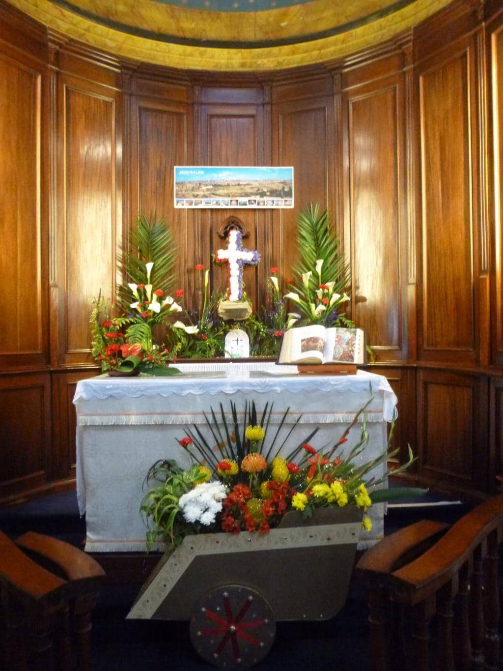 Stained Glass & Wooden Ceiling