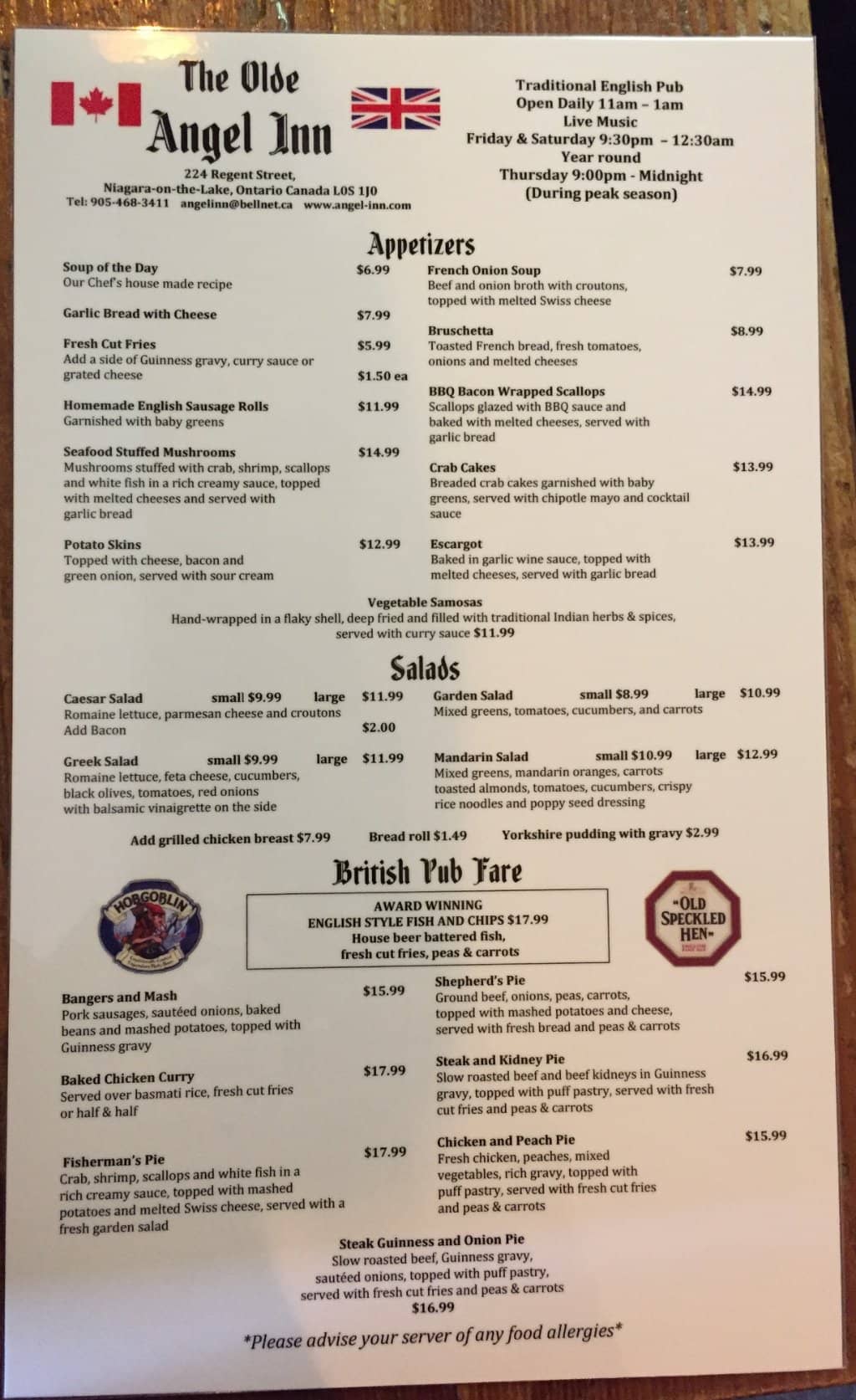 Classic English Pub Fare