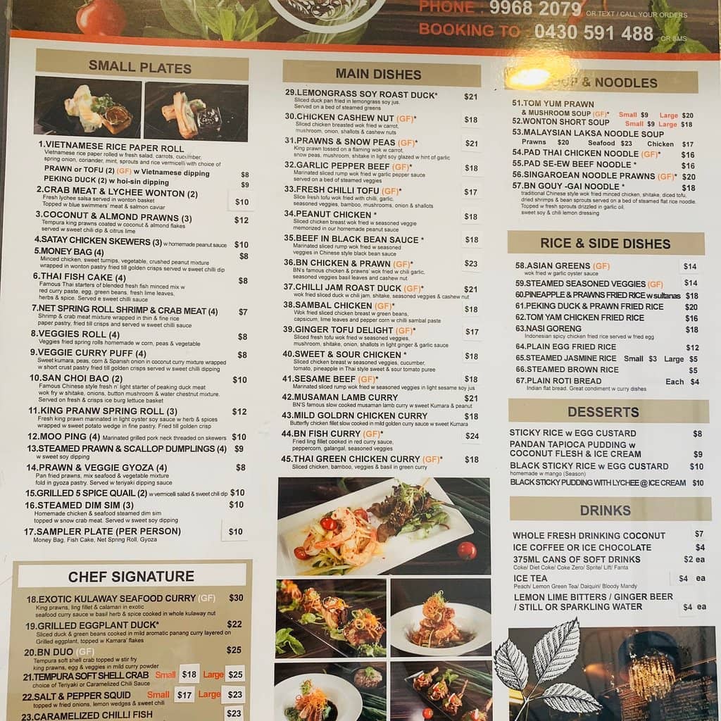 Vibrant Asian Fusion Menu