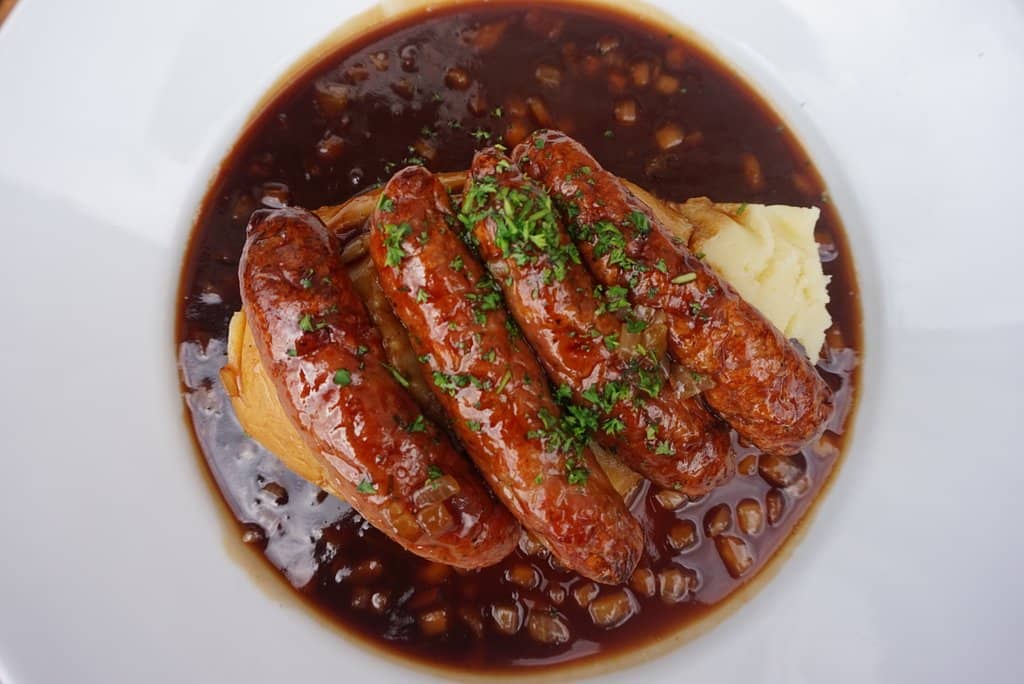 Bakewell Bangers and mash