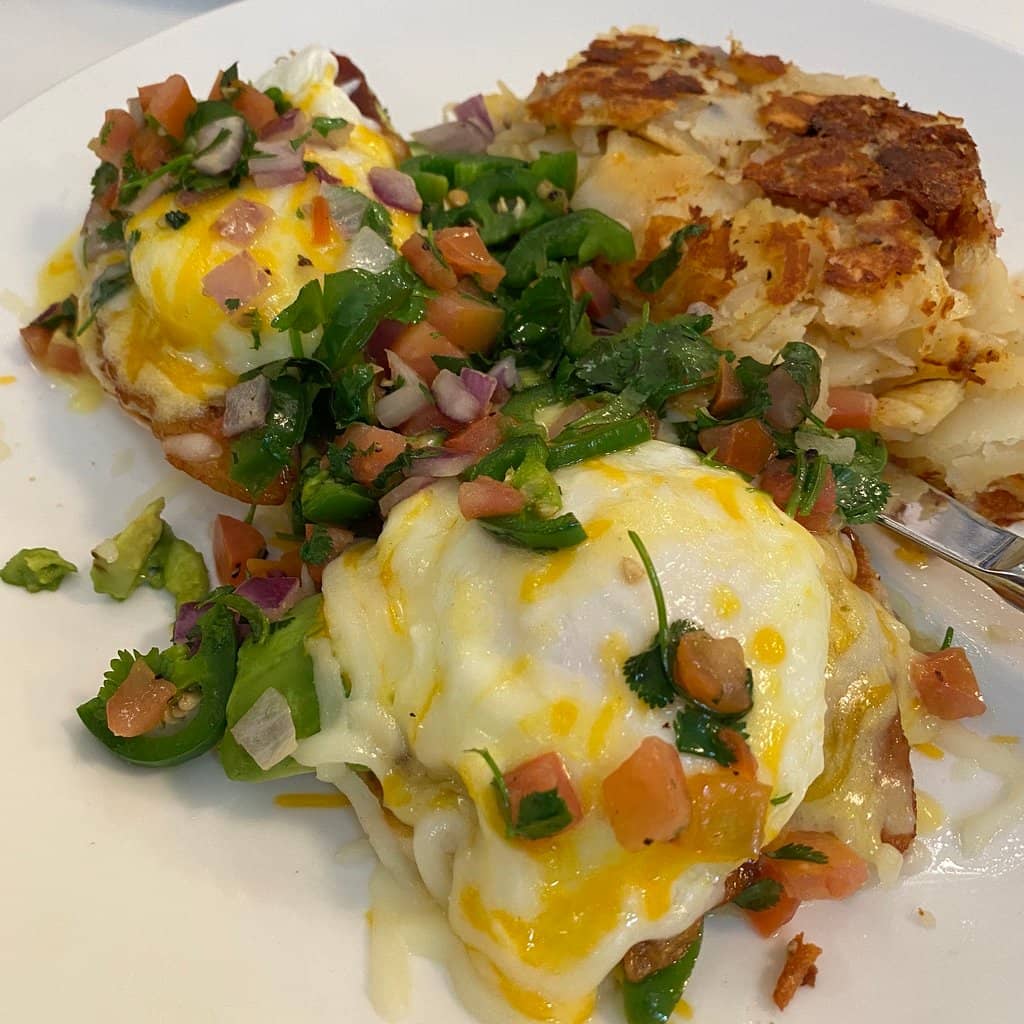 Eggs with Salsa and Hash Browns