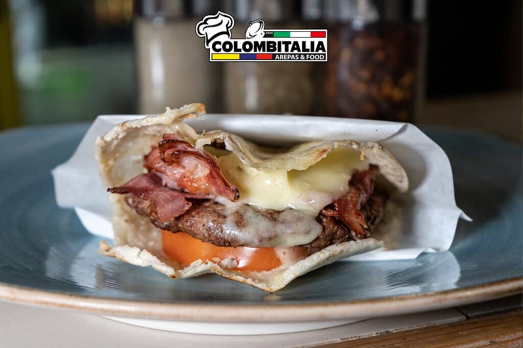 Arepa with Meat and Bacon