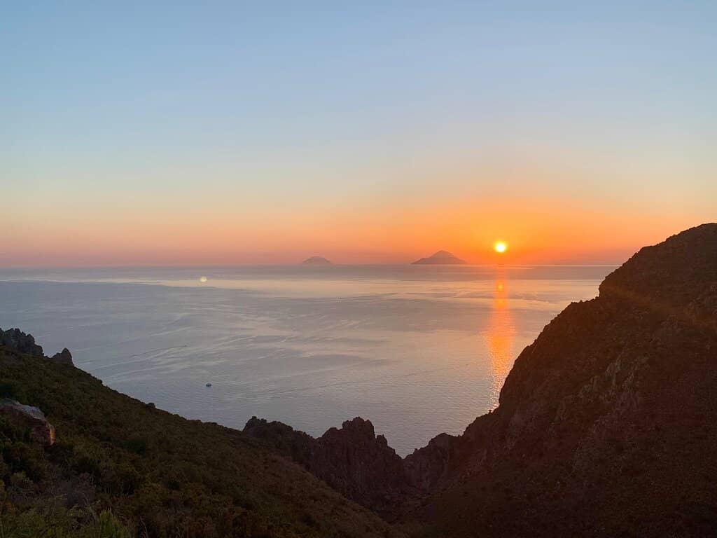 Distant Stromboli Silhouette
