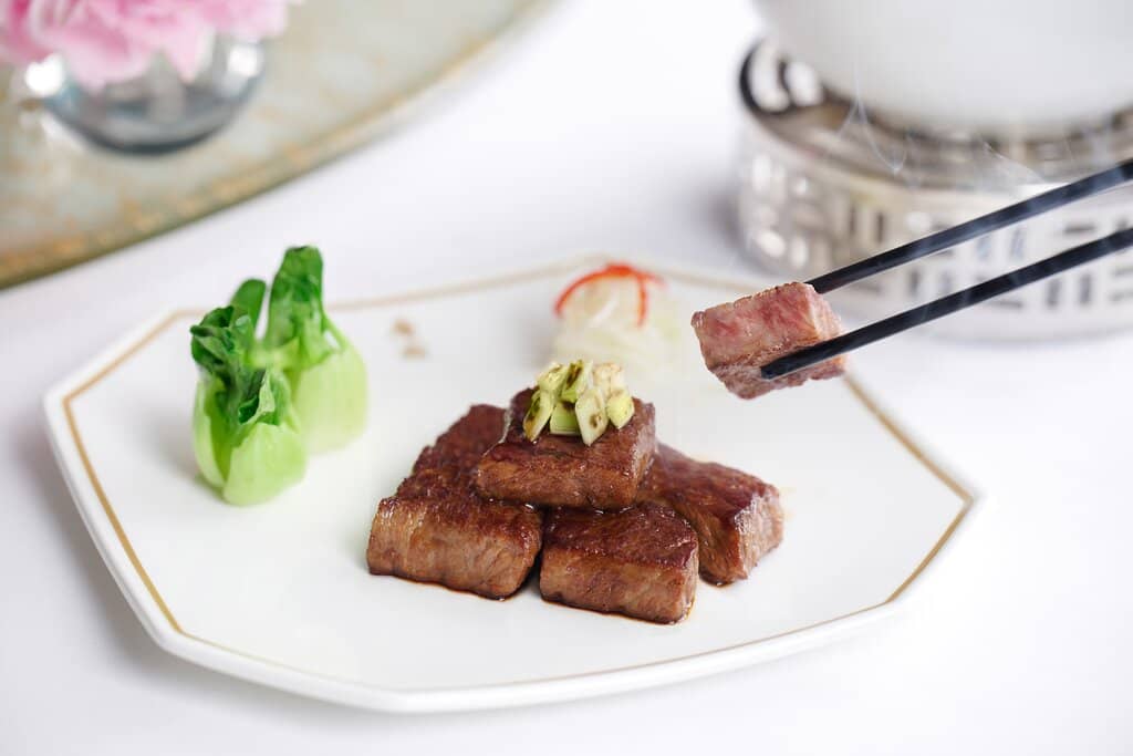 Stir-fried diced Japanese Wagyu beef
