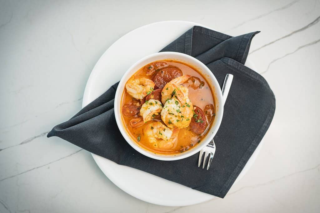 GARLIC-CHILI SHRIMP AND CHORIZO