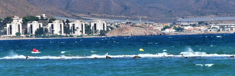 Waves crashing on the reef that protects the beach