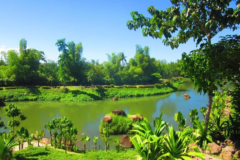 The man-made lake.