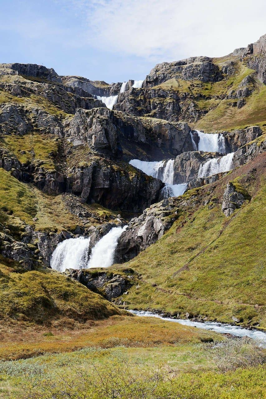 Waterfall from below