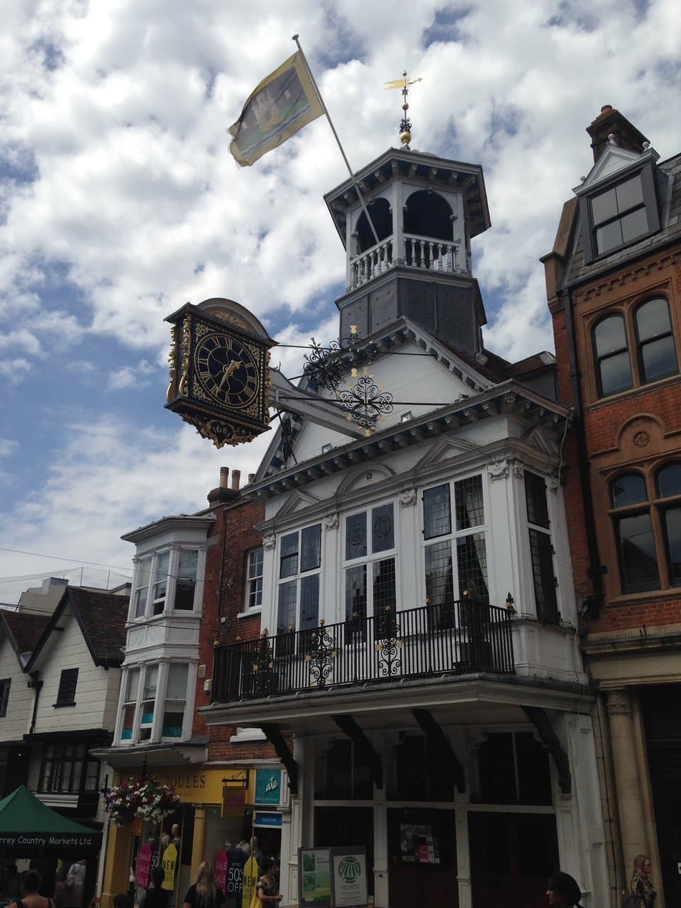 Clock tower further down High St