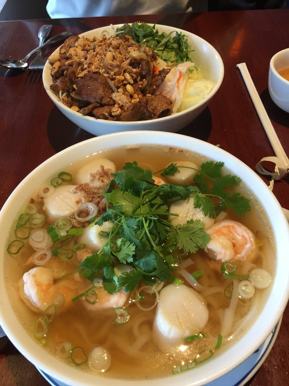 The best Pho in town. Loaded with large shrimps and sea scallops.