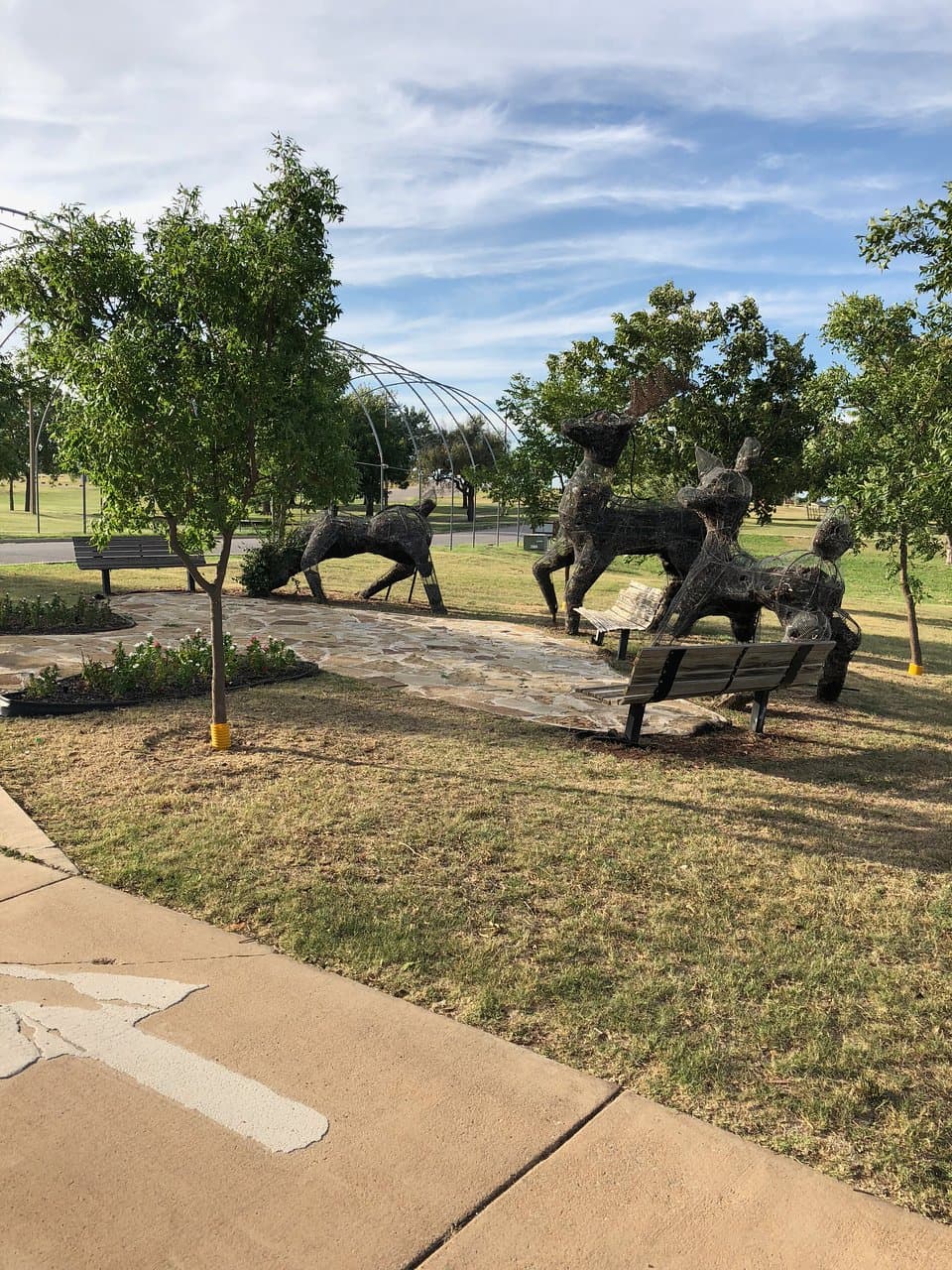 one of several statues