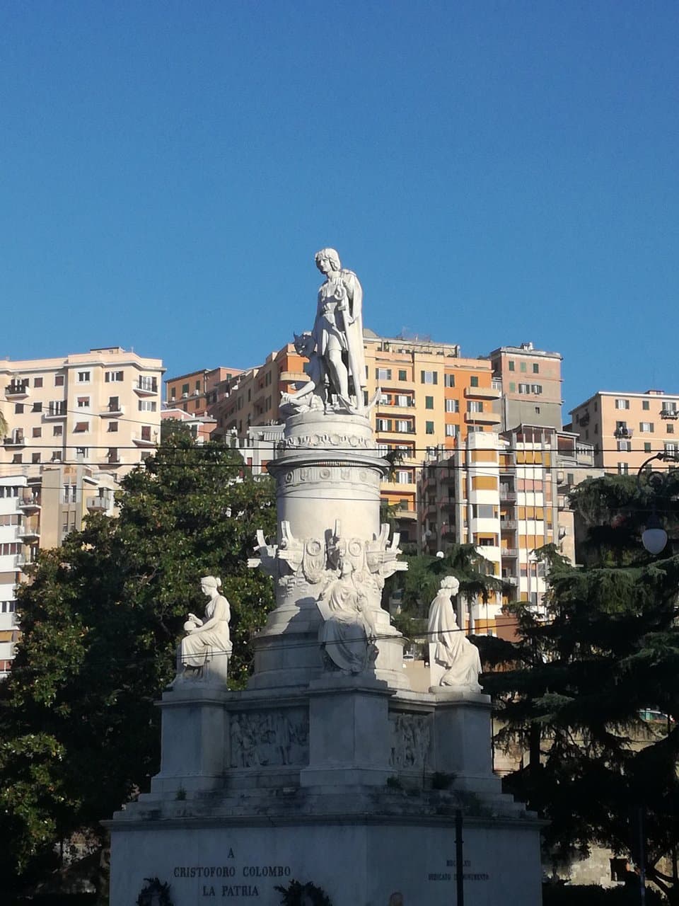 Monument of Columbus in front of the main train station in Genoa.