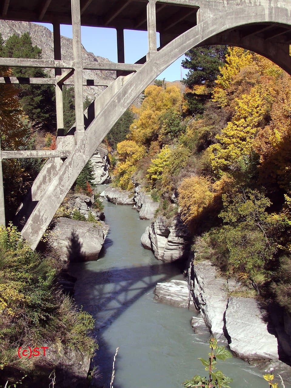 deep rocky river below - Shotover River