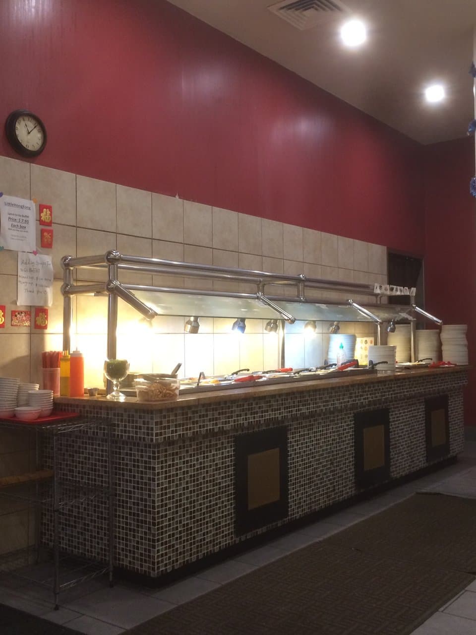 $5.95 lunch buffet The $5.95 lunch buffet is best price for lunch anywhere. For the price you can even eat very healthy if your will is strong. Very small selection, but nothing lacking for a great meal. Everything is very, very fresh, very well tended and SUPER delicious. No shrimp of any kind when I was there on a Tuesday, but did I tell you it's only $5.95??? I drink A LOT of hot water & the wait staff was very attentive in keeping our tiny tea cups filled.