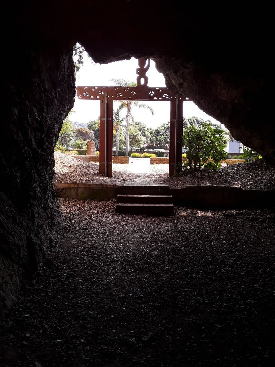 From the inside of the cave