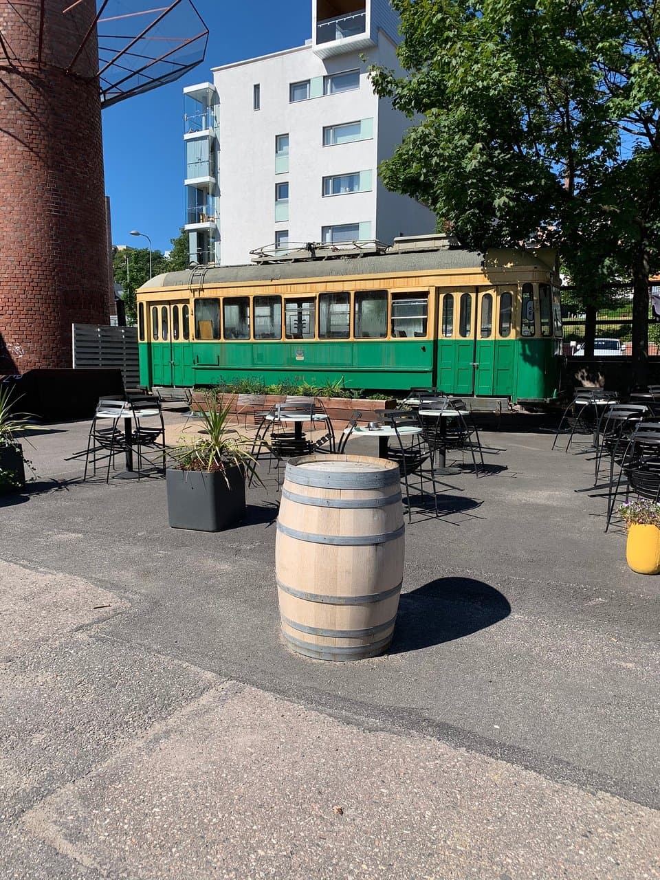 Teurastamon pihapiiri sunnuntai päivällä .