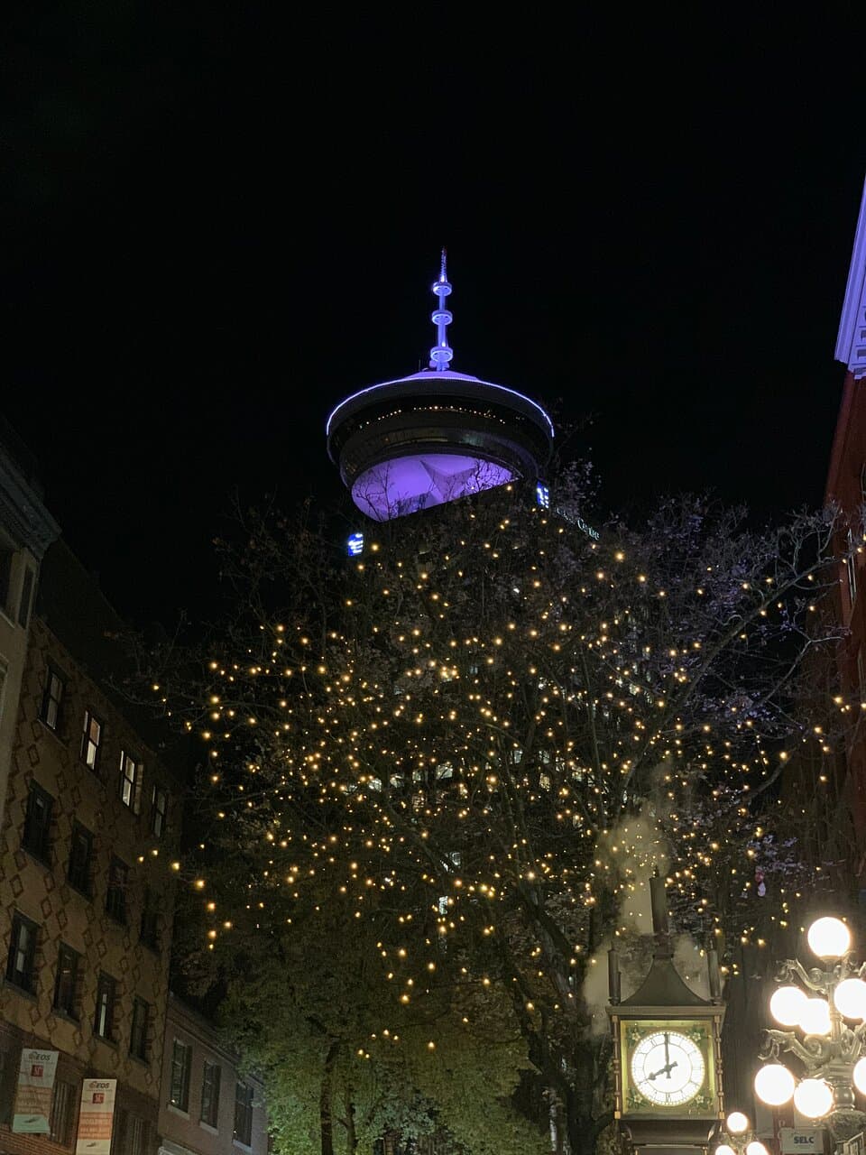 Vancouver's Harbour Centre @ night as viewed from Gastown