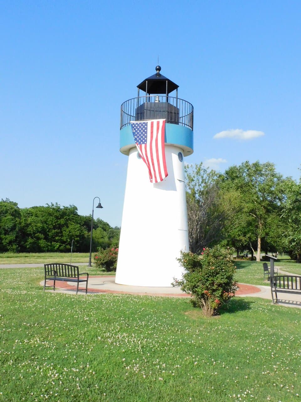 View of lighthouse in the park.