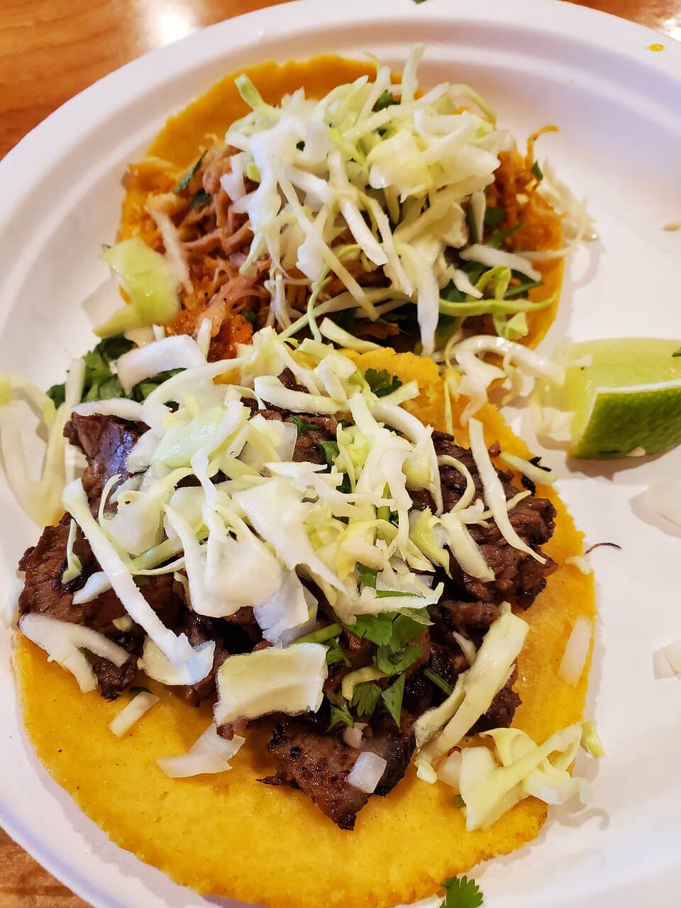 Chicken and steak tacos.