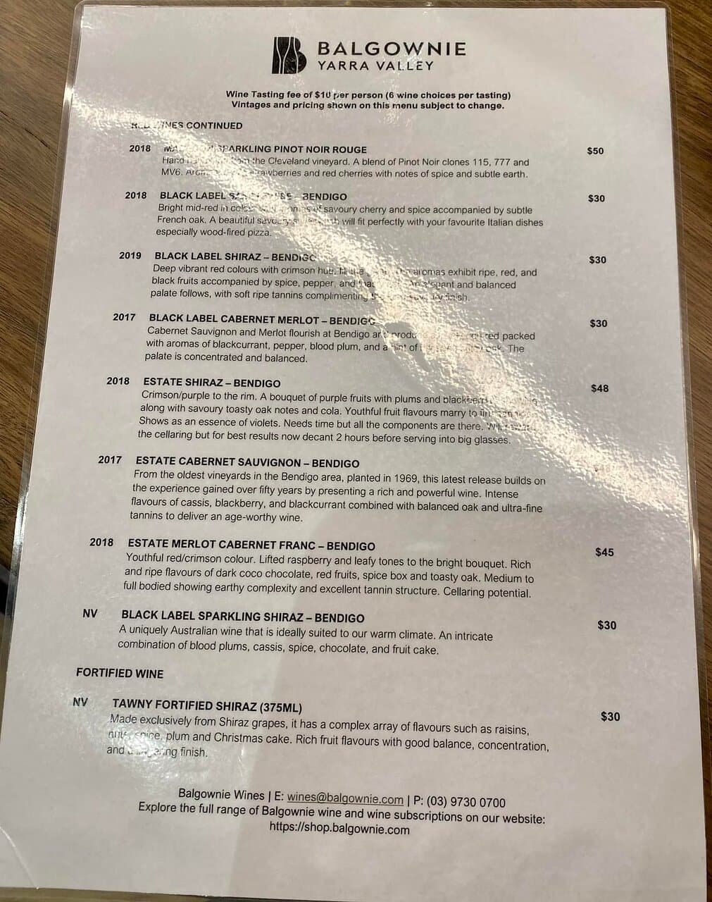 Wine tasting options