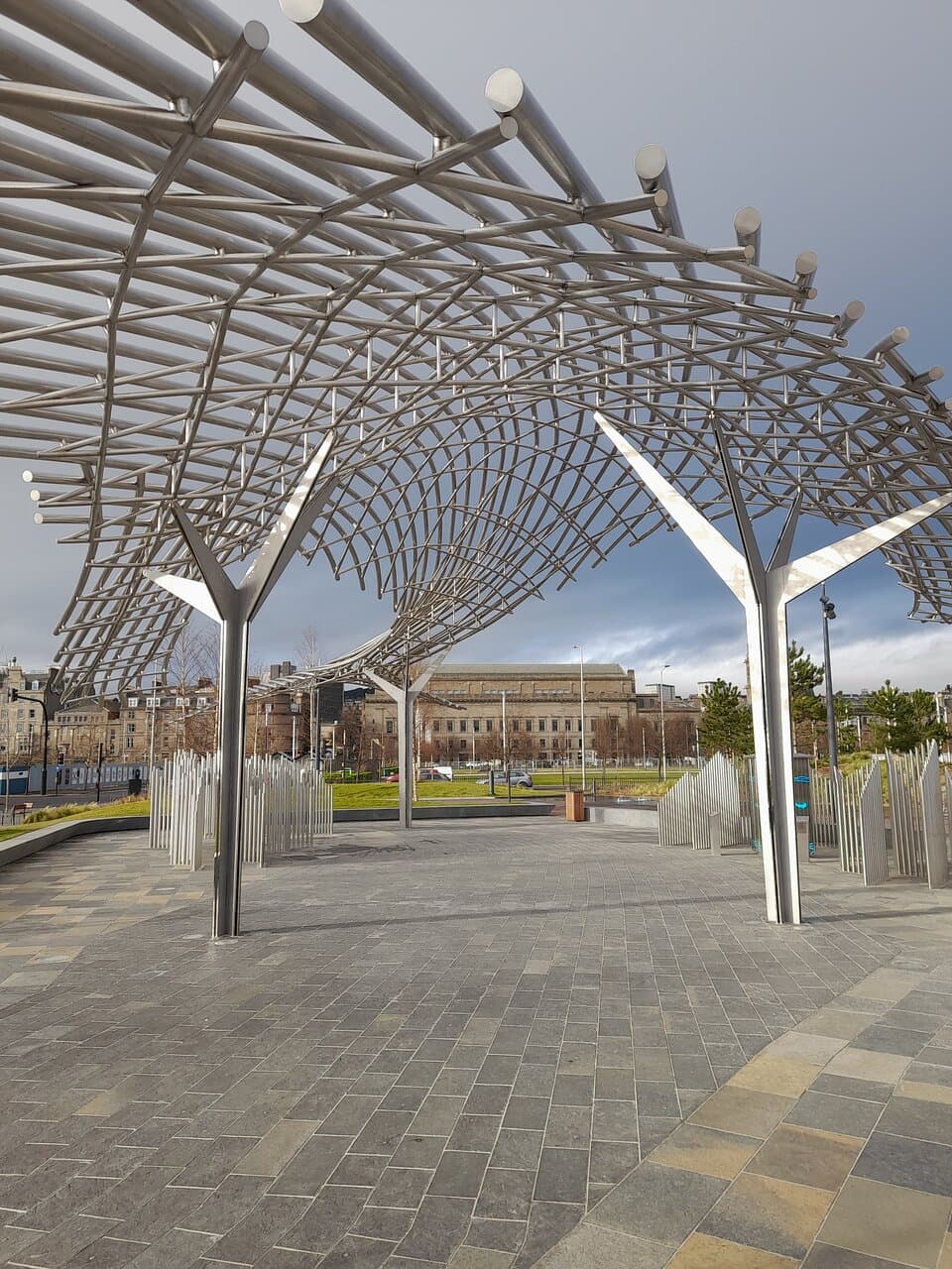 Waterfront Place - starting point for the Dundee Maritime Trail with Lee Simmon's sculpture of a whale 