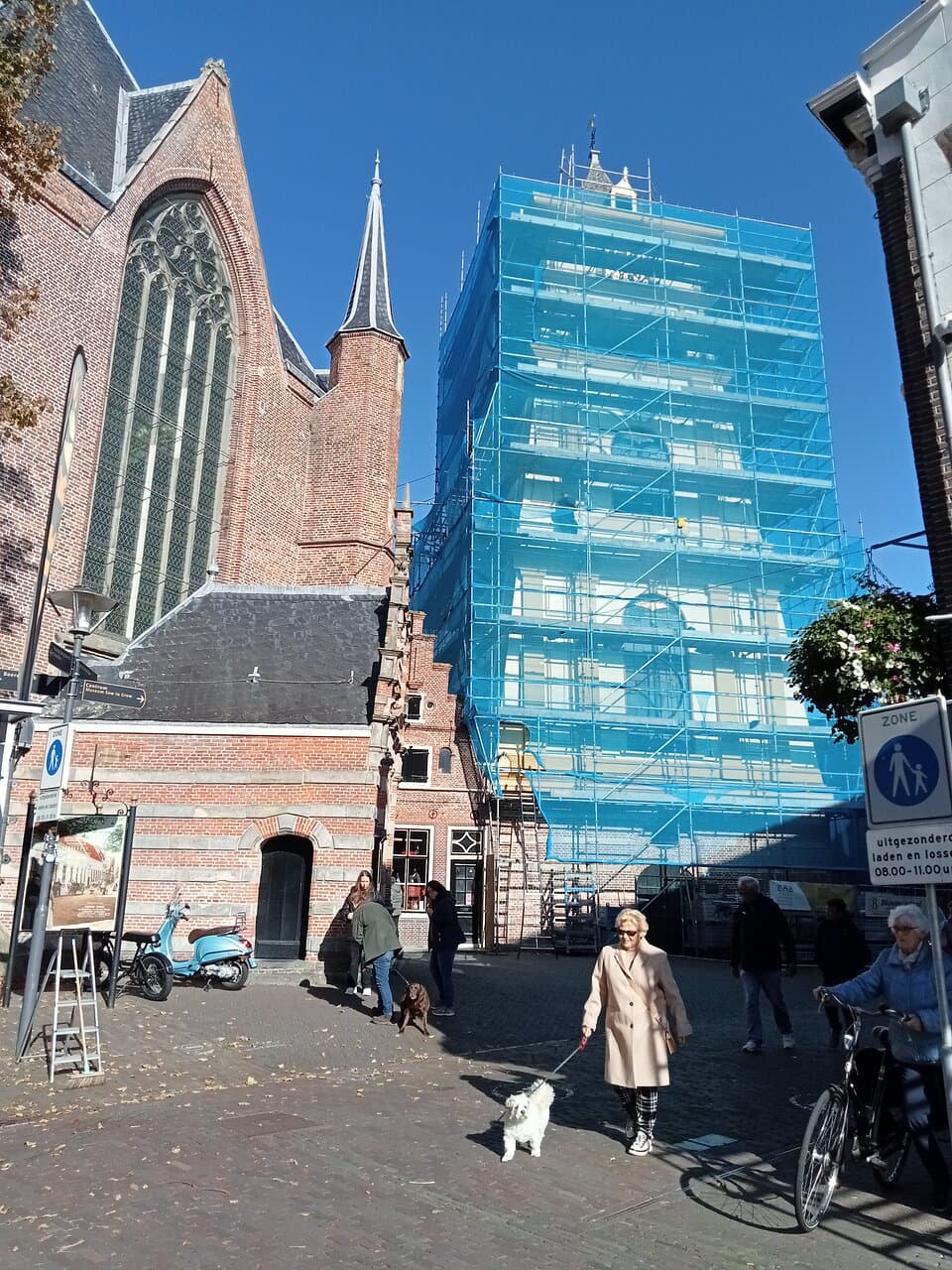 Westerkerk with wooden tower (currently under repair), Enkhuizen, Netherlands. October 2022.