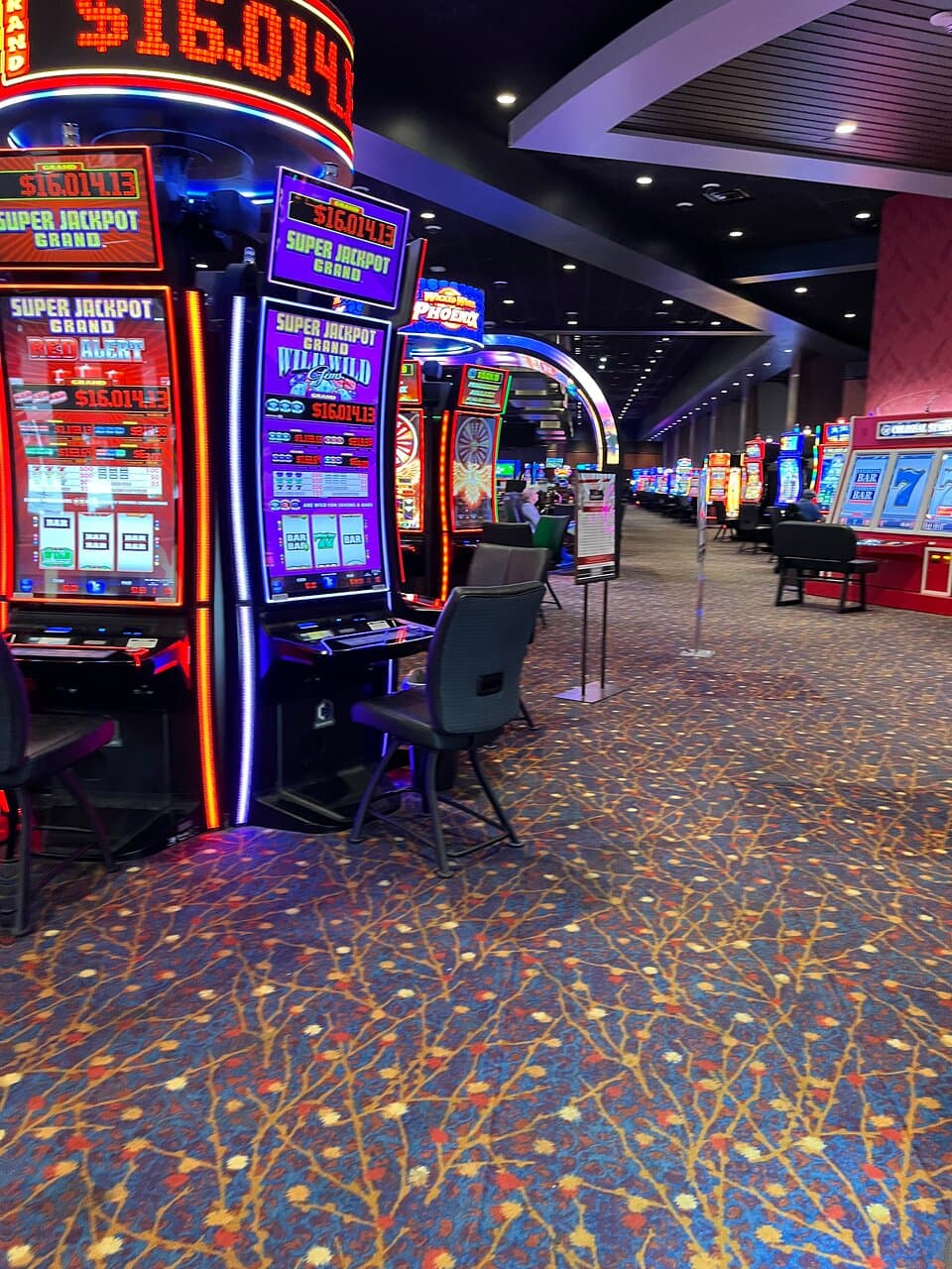 Slot machines are the only game in town around noon on a Saturday