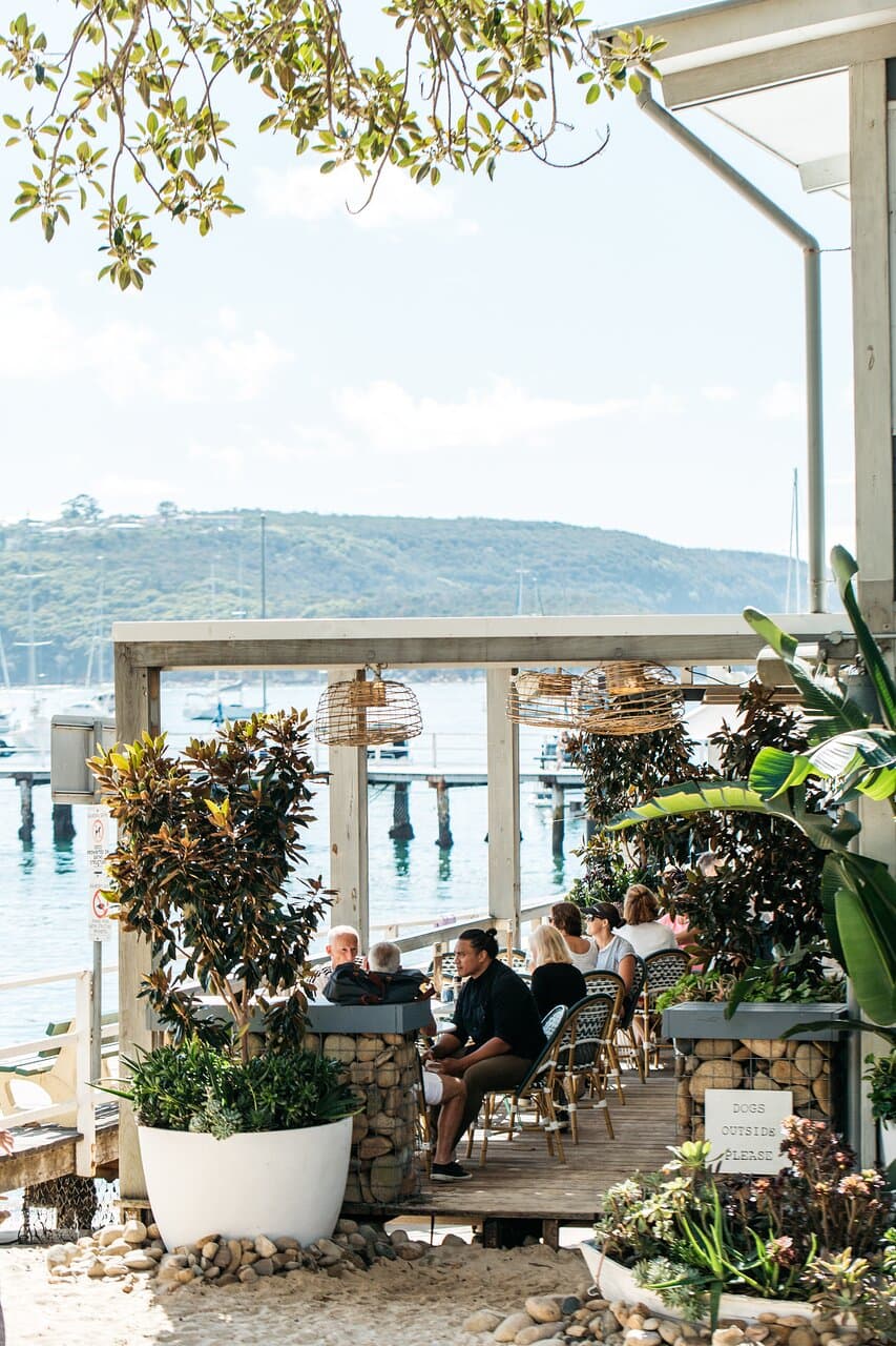 Dining on the waterside deck at Balmoral.