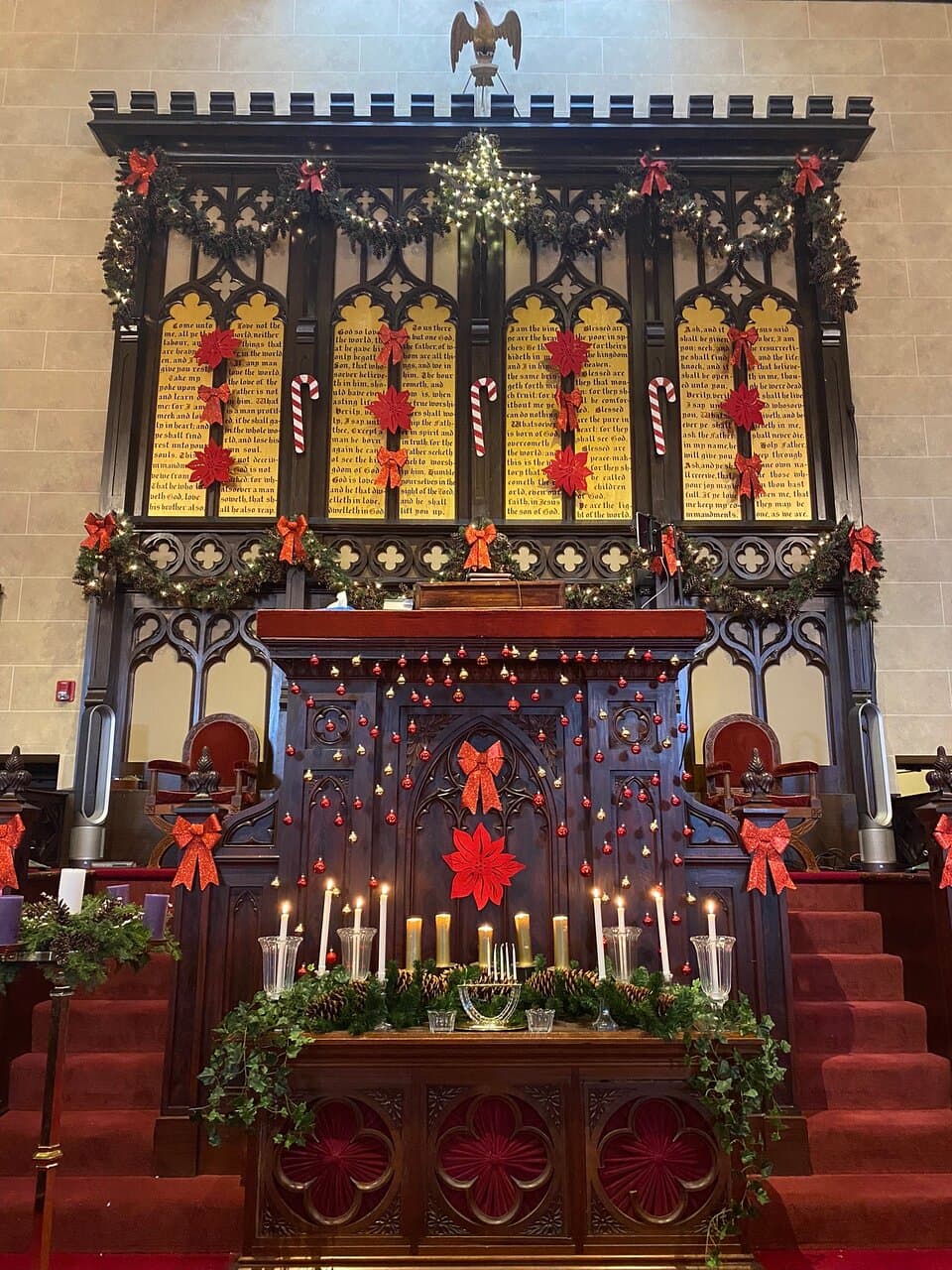 Inside, coffee hour, Magical Willson Hall, our spectacular Christmas celebrations!