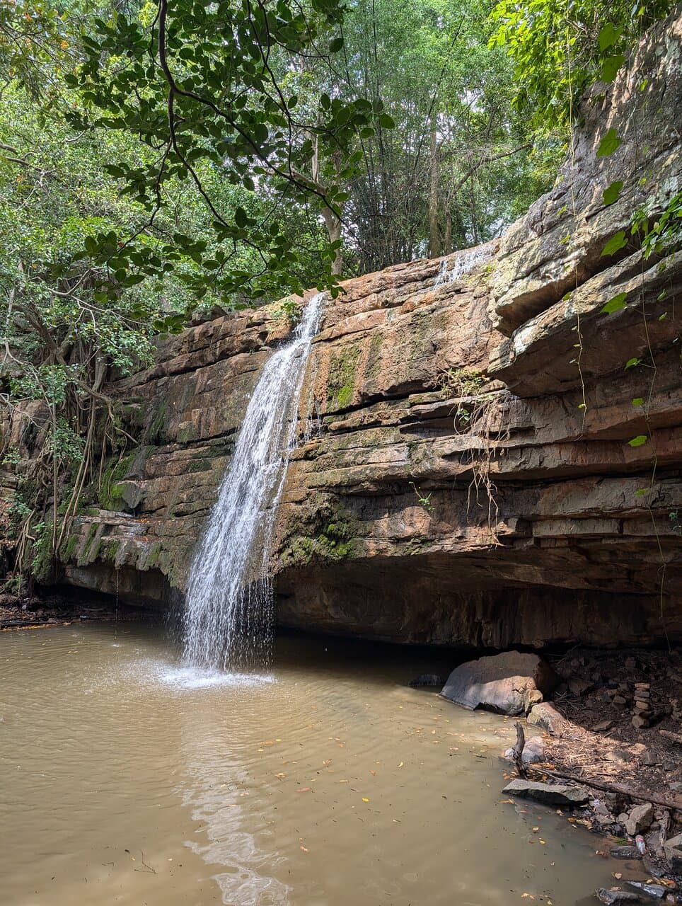 It is a quality picture of Bheemuni Paadam Waterfalls in Telangana. This is a pure picture free of other visitors.