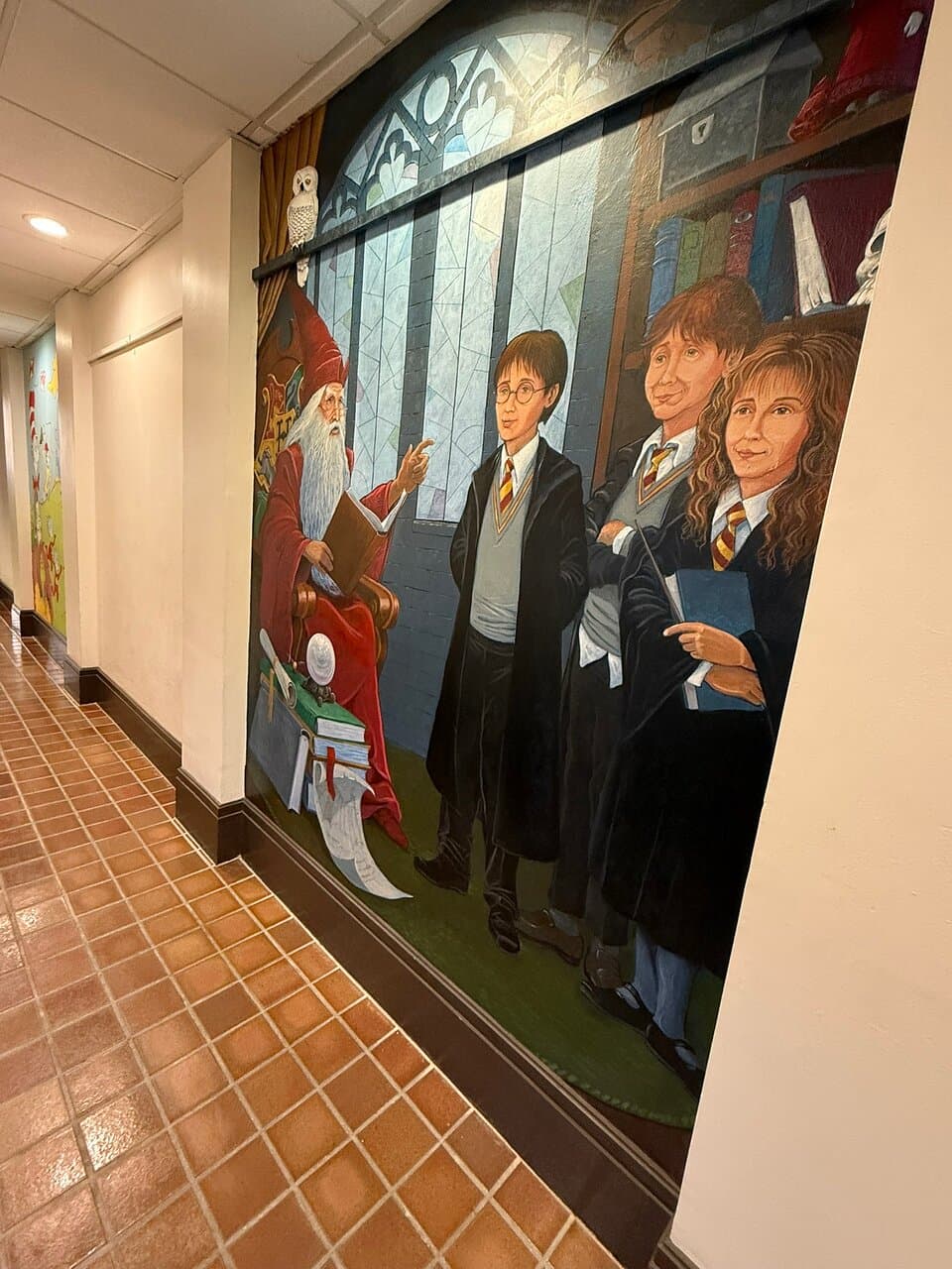 Mural painted on one of the interior walls of the library