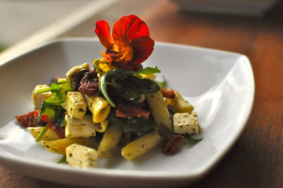Punchy Pesto Penne with Kalamata Olives and Feta