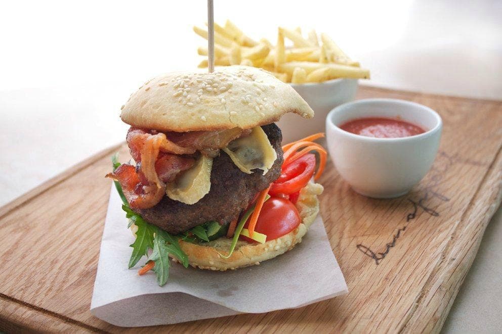 Bacon and camembert burger