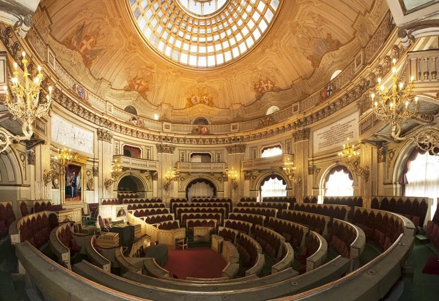 Aula della Camera dei deputati subalpina, monumento nazionale dal 1898, sala 16 del Museo