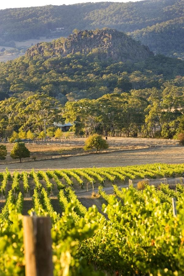 Enjoy beautiful views of Hanging Rock and Mount Macedon