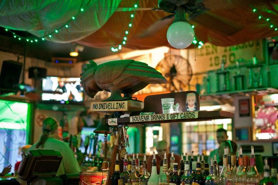 No sniveling allowed at the Green Parrot bar!