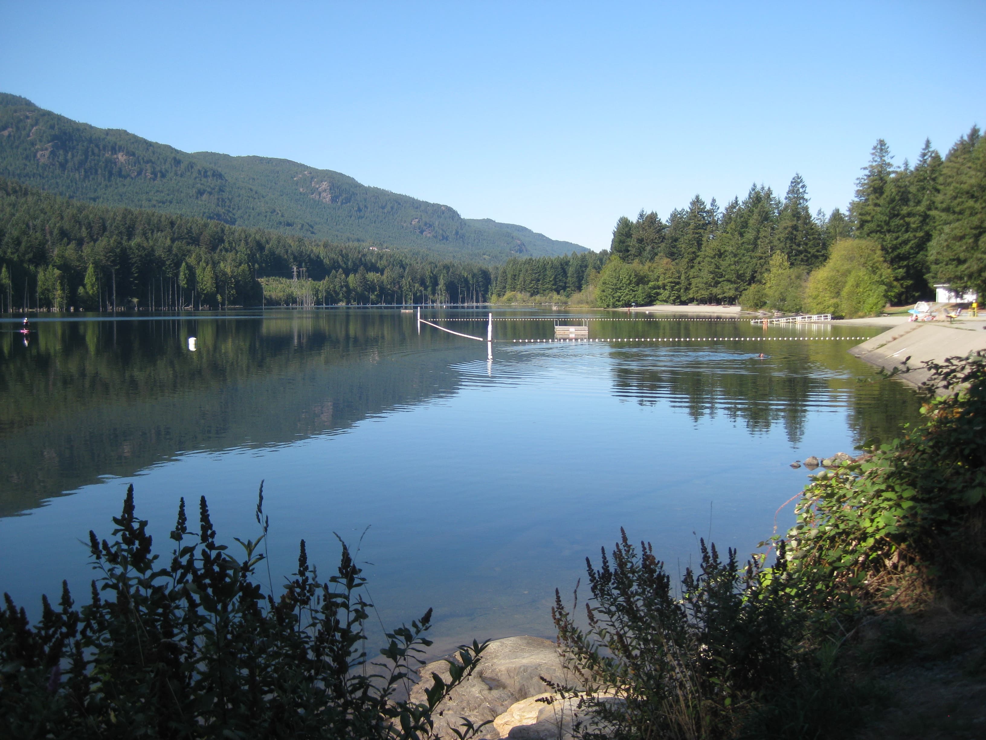 Swimming area and beach.