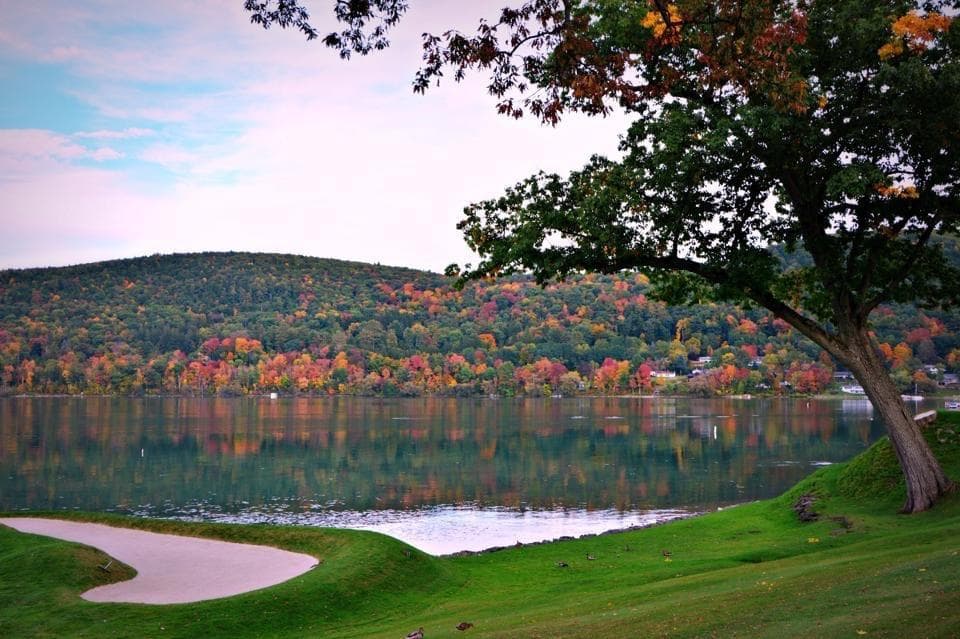 Fall is just breathtaking on the 18th green