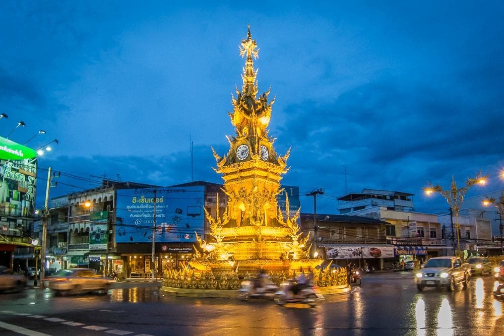 Chiang Rai Clock Tower at night
