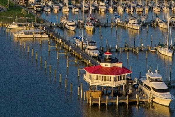 Aerial View of Long Wharf & Lighthouse