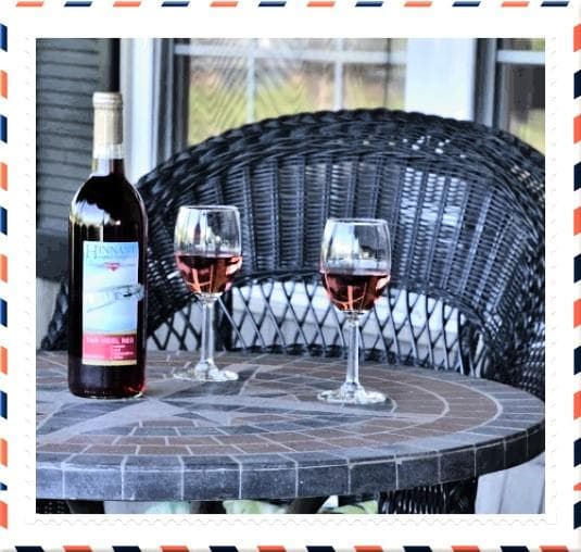 Tarheel Red on he patio