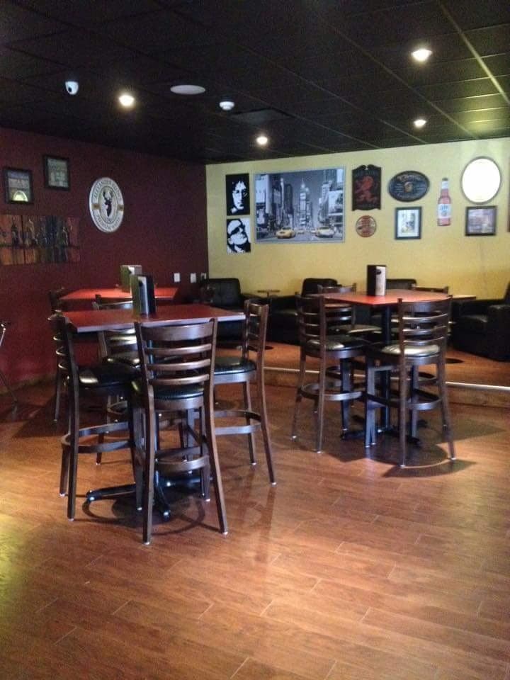 pub tables around the bar