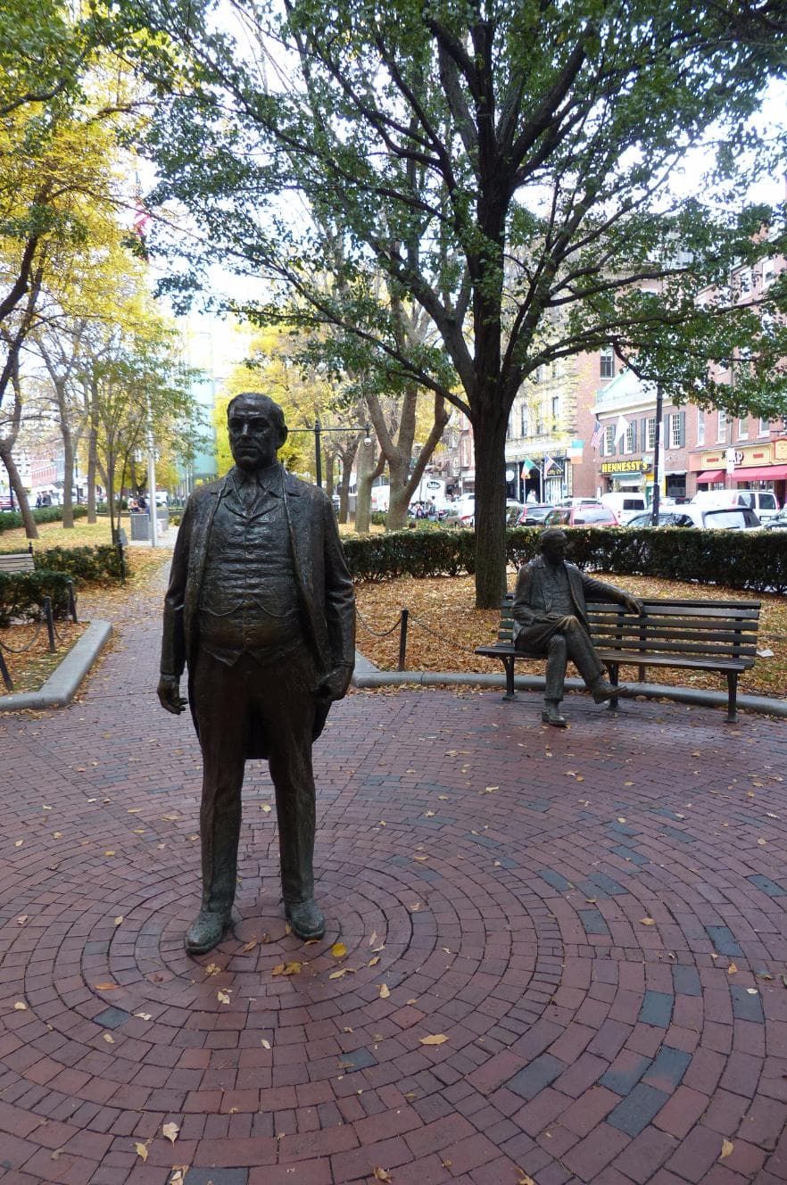 Standing and Seated Mayor Curley statues