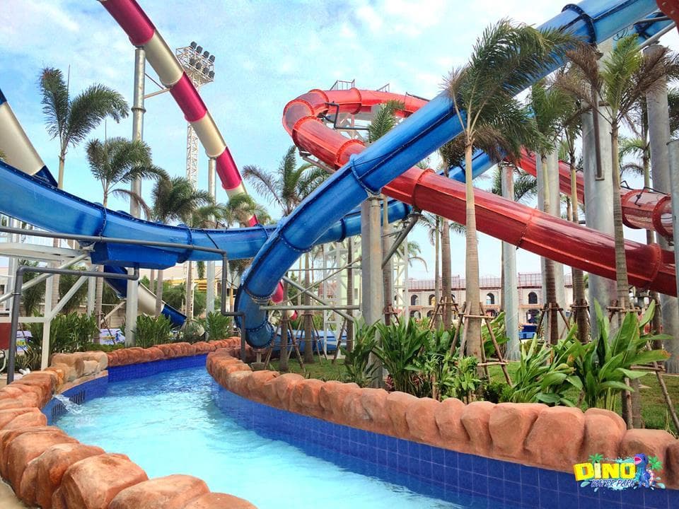 Slider above lazy river