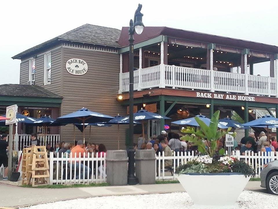 Multiple levels of eating areas. Handicap accessible (I think) only in the outside patio area.