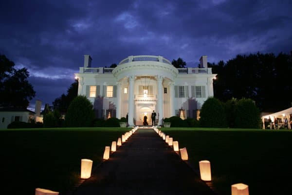 The mansion at night